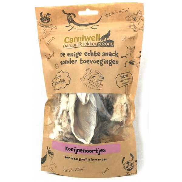 Carniwell Konijnenoortjes met vacht 70 gram