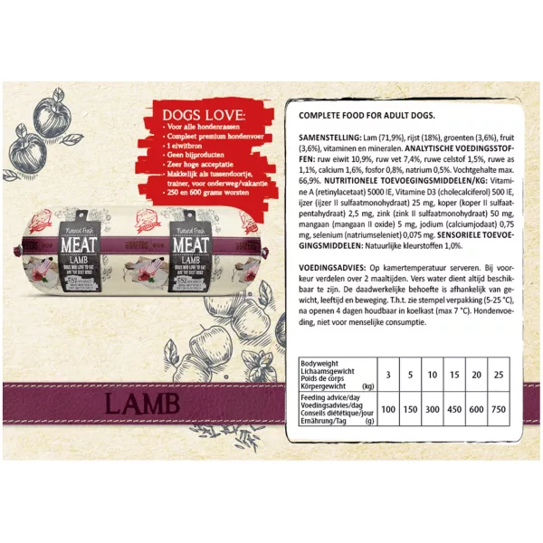 Natural Fresh Meat worst lam 250 gram - Afbeelding 2